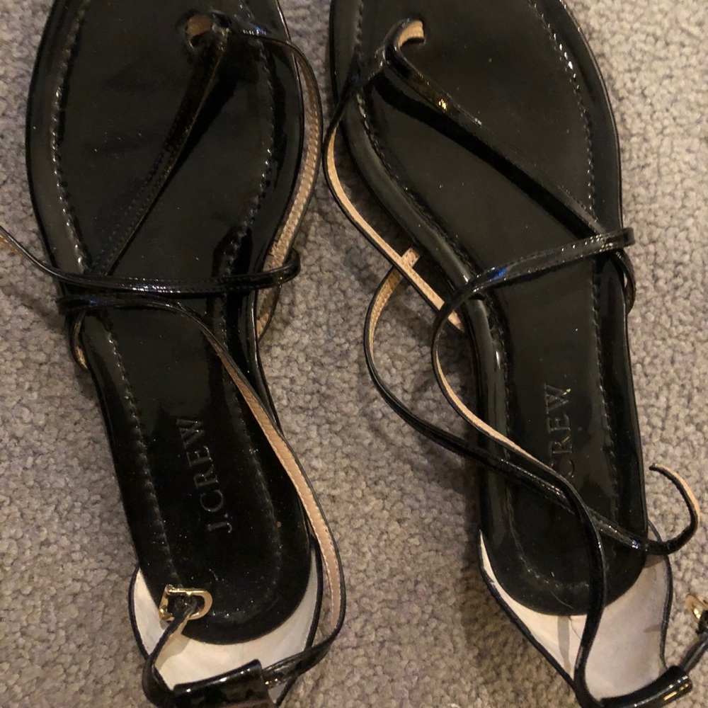 EUC Black patent leather J. Crew sandals. Size 7.
